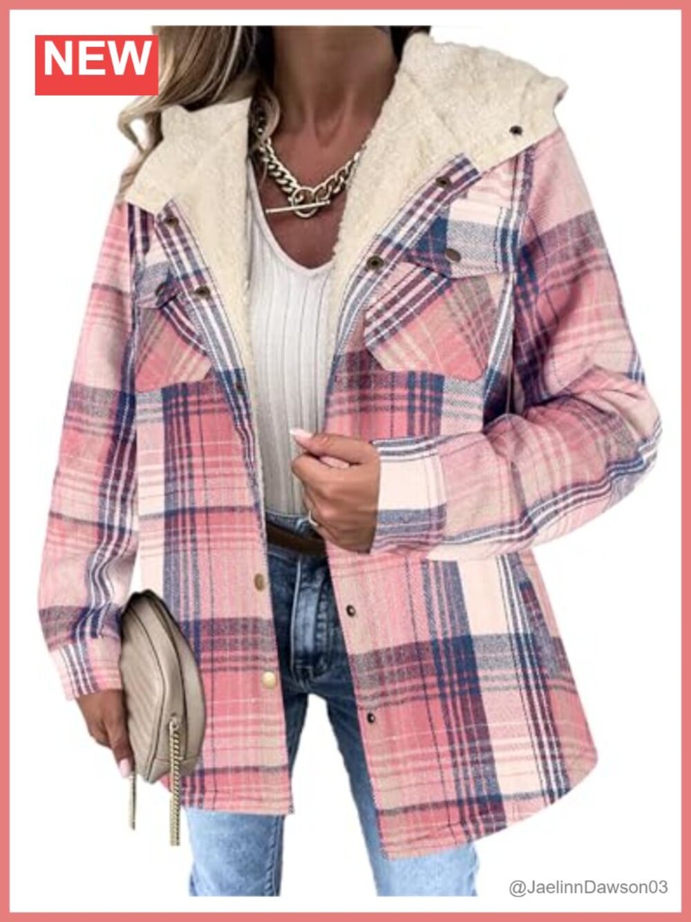 Zeagoo Flannel Plaid Shacket Fleece Lined Hooded Warm Coat